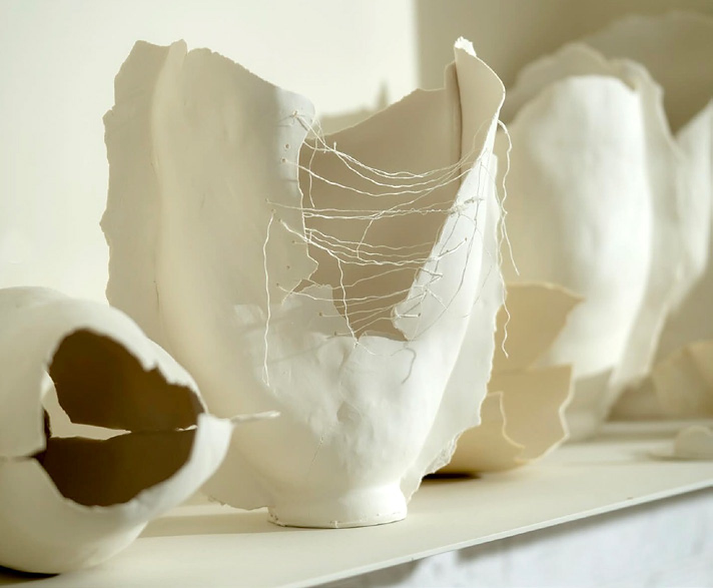 Ceramic works in an artist's studio