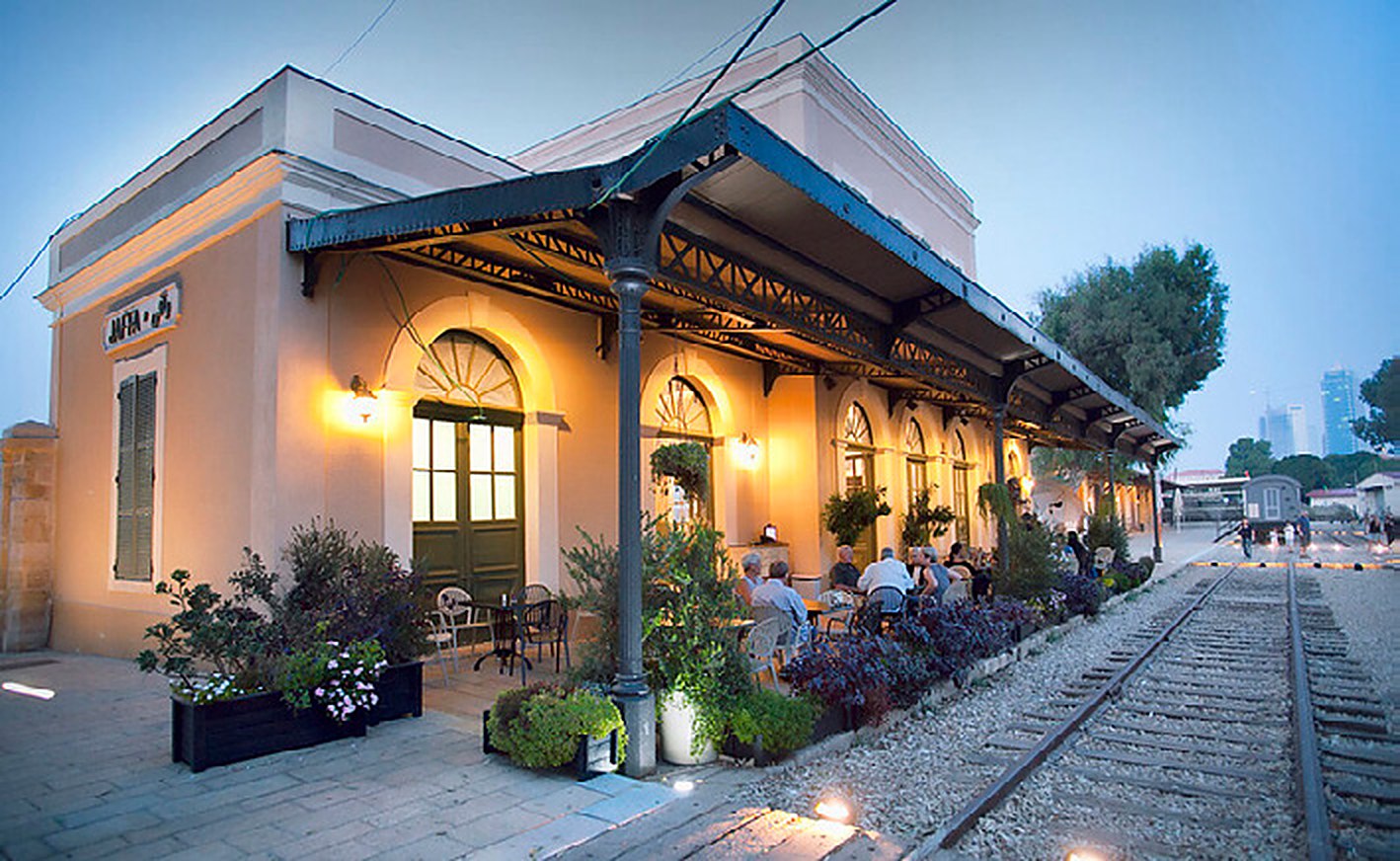 The restored historic station complex beside Neve Tzedek